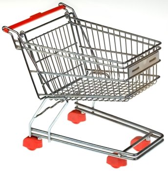 Empty Shopping Trolley Isolated on White Background