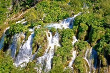 Tufa waterfalls of Plitvice lakes national park in Croatia