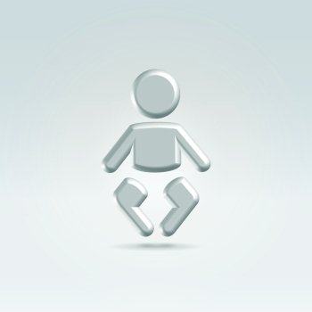 Silver child icon concept shot backlit made of metal