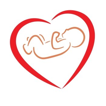 heart and newborn baby as parent love symbol vector illustration