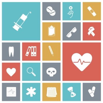 Flat design icons for medical. Vector illustration.