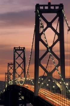 Golden Gate Bridge Lit Up at Night