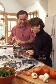 Couple Cooking in their Kitchen