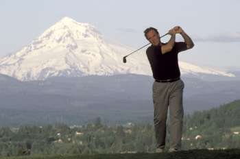 Golfer Silhouette and Mt. Hood