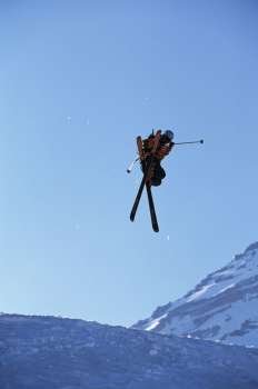 Skier Jumping in Air
