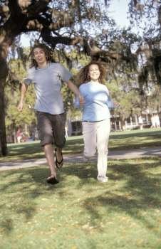 Couple Running in Park