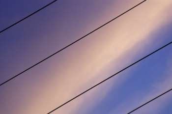Telephone Lines In A Purple Sky