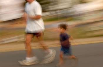 Man and Boy Running