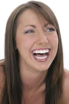 Beautiful eighteen year old young woman laughing. Great teeth.
