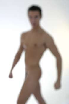 Naked man out of focus