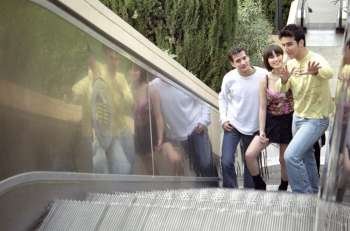 Teens on escalator