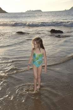 Seven year old girl at the beach
