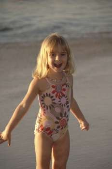 Five year old girl at the beach