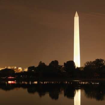 Washington Monument at night in Washington, DC, USA.