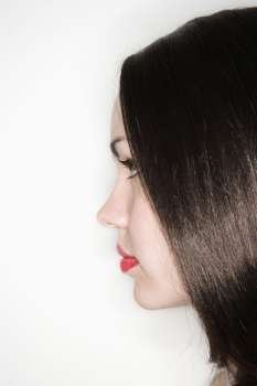 Profile of Caucasian young adult woman.