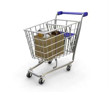 Shopping trolley with groceries