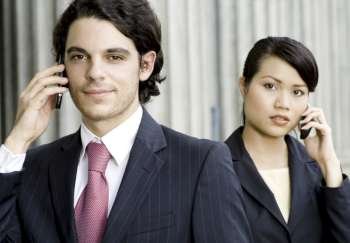 Smiling Businessman and Woman