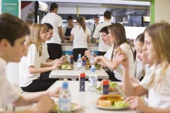 Students having lunch in dining hall