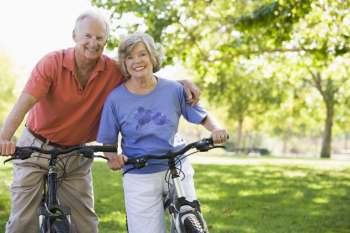 Senior couple on bicycles