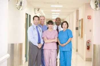 Hospital Team Standing In A Corridor