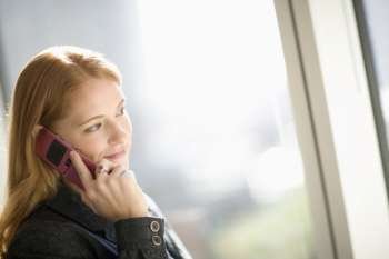Young businesswoman talking on cell phone