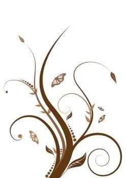 Abstract floral design with flowing line in shades of brown 