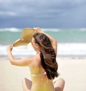 Woman enjoying on the beach, Brazil 