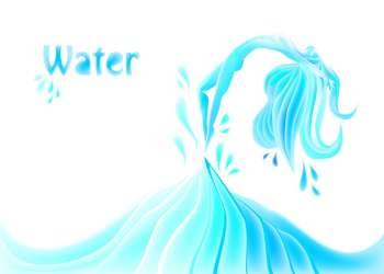 abstract girl jumping out of water, vector with mesh effect