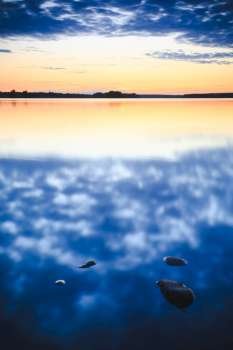 Senset reflection on the lake 