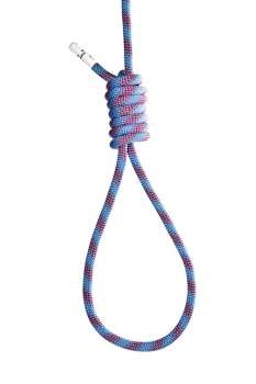 isolated hanging noose rope over white background 