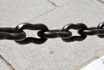 Various Links in a antique chain. Security concept 