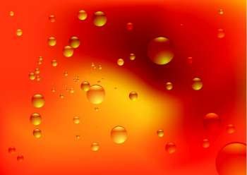 dreamy orange fluid background with bubbles and copy space