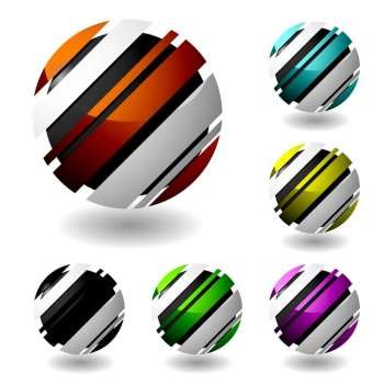 business 3d icons with shadown and six color variations