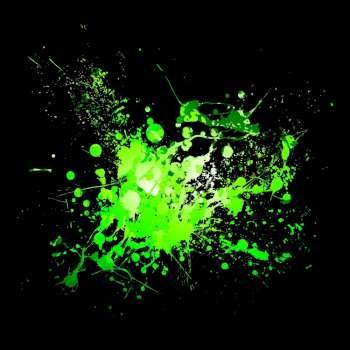 illustrated Abstract green and black ink splat background