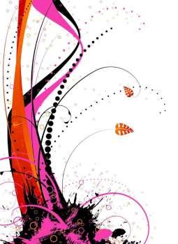 Flowing floral design in contrasting pink and orange colours