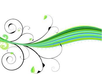 Illustrated floral design with shades of green with copy space
