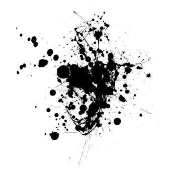 Inky black splat with abstract shape and room to add text
