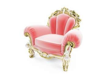 isolated red royal velvet armchair 