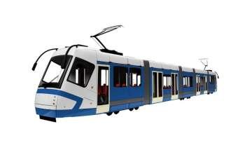 isolated long tramway on a white background