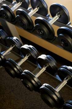Rows of Hand Weights on Rack