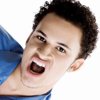 Portrait of a young man shouting