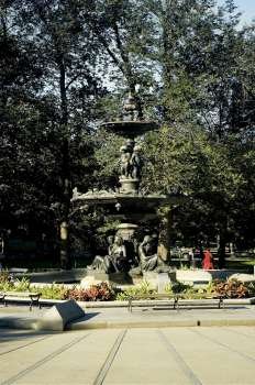 Fountain in a garden, Boston, Massachusetts, USA
