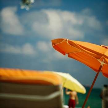 Close-up of a beach umbrella, Miami Beach, Miami, Florida, USA