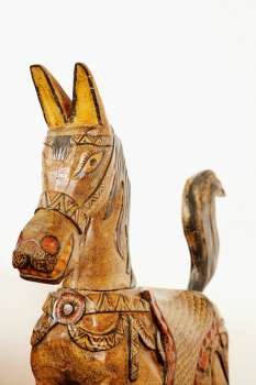 Close-up of a wooden horse
