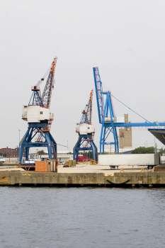 Cranes at a commercial dock, Baltimore, Maryland, USA