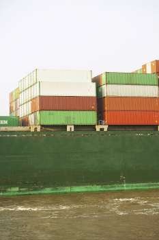 Cargo container in a container ship, Savannah, Georgia, USA