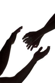 Close-up of a woman´s hands reaching out for a man´s hands