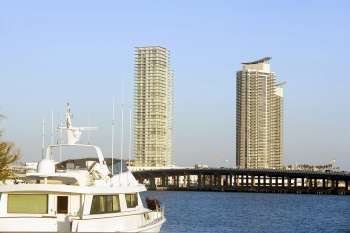 Yacht in the sea, Miami, Florida, USA
