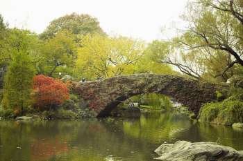 Footbridge across a river, Central Park, Manhattan, New York City, New York State, USA