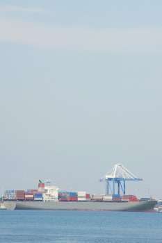 Container ship at a commercial dock, Charleston, South Carolina, USA